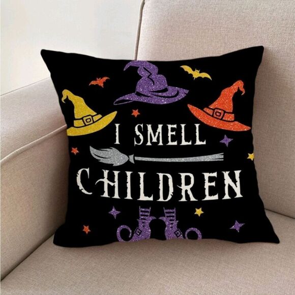 "I Smell Children" Witches Halloween Pillow Cover - Picture 2 of 5